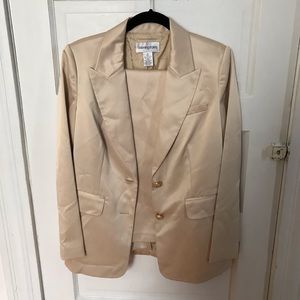 Bloomingdales Pantsuit Jacket and Pants Beige